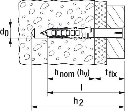 Дюбель фасадный Fischer SXR-T - схема