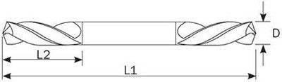 Двухстороннее сверло HSS-G - чертеж, размеры