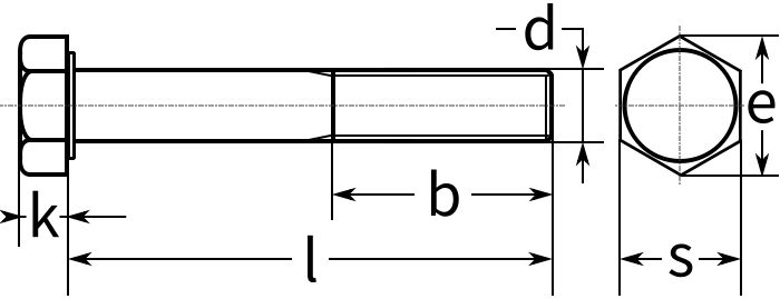 Болт шестигранный DIN 931 Reyher - схема