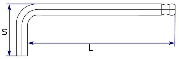 Г-образный ключ с шаровым наконечником Wiha - чертёж