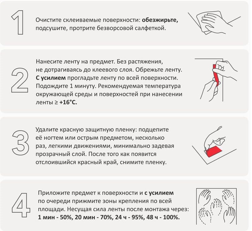 Лента клейкая монтажная двусторонняя 19 мм х 2 м КОНТАКТ ДОМ 23712, прозрачная - применение