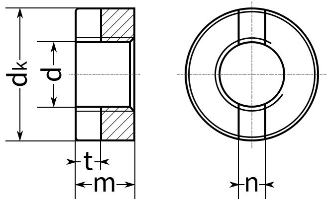Гайка шлицевая DIN 546 - схема