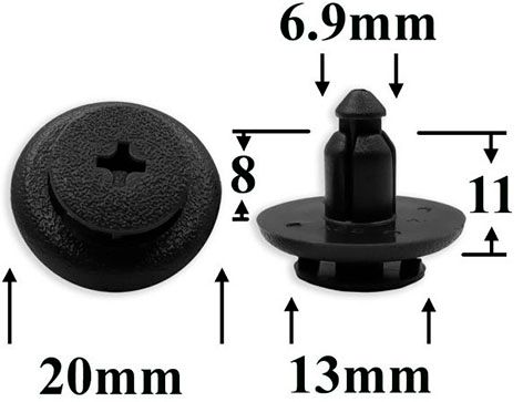 Клипса автомобильная крепежная с нажимным штырьком AS-276 - схема