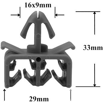 Клипса автомобильная для проводов и трубок AS-1012 - схема