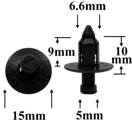Клипса автомобильная крепежная с нажимным штырьком AS-1420 - схема