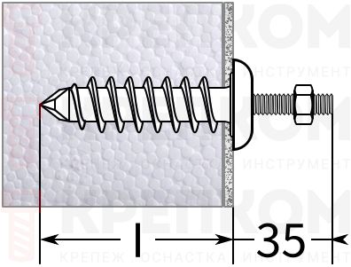 Дюбель для термоизоляции Fischer FID-R zl - схема, чертеж