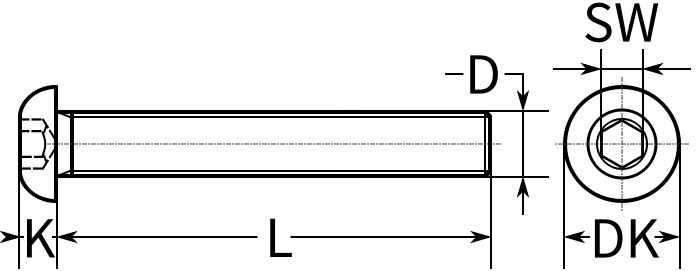 Схема винта DIN 7380 под внутренний шестигранник