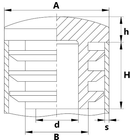 Заглушка выпуклая внутренняя для круглых труб ПСЧН, пластик, цвет в ассортименте - фото