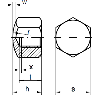 Гайка шестигранная глухая DIN 917 - схема