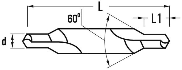 Сверло центровочное по металлу DIN 333 Профоснастка - схема, чертеж