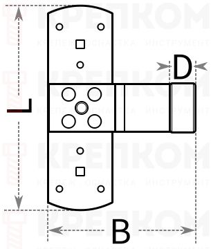 Петля для ставней Domax T ZR - схема, чертеж