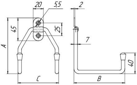 Крюк настенный двойной U схема