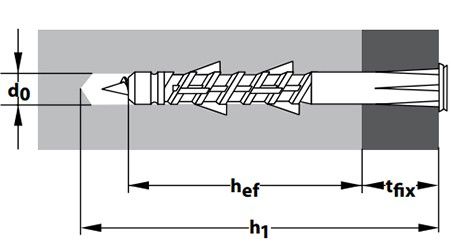 Дюбель TOX TFS универсальный - схема, чертеж