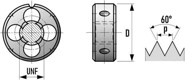 Плашка UNF - схема