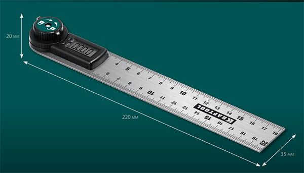 Транспортир-угломер электронный DPM-20 200 мм Kraftool 34682 - размеры
