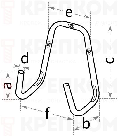 Крюк настенный двойной 250х250 мм Gah Alberts 802028 - схема, чертеж