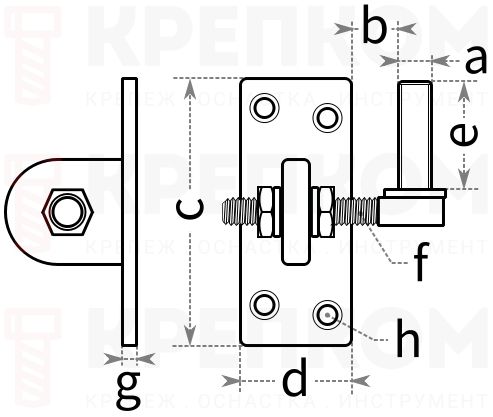 Ось петли 45х105х12х13 мм Gah Alberts 318239 - схема, чертеж