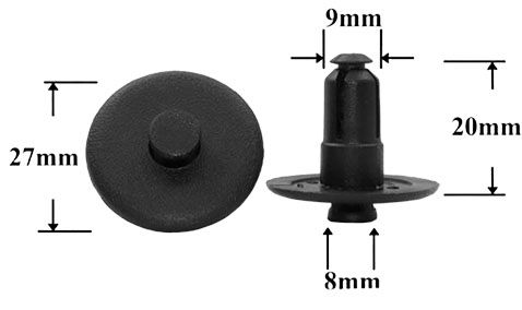 Клипса автомобильная крепежная с нажимным штырьком AS-1268 - схема