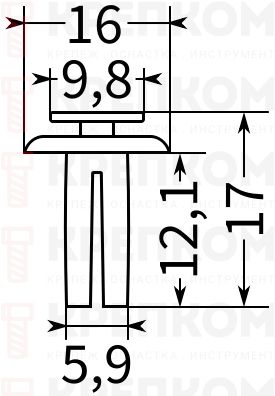 Клипса автомобильная крепежная с нажимным штырьком AS-833 - схема