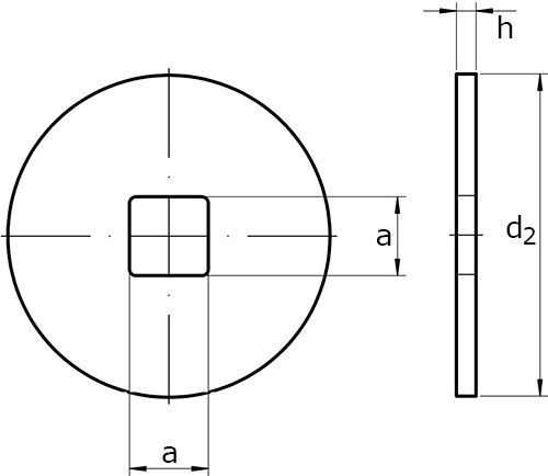 Шайба DIN 440 form V с квадратным отверстием - схема