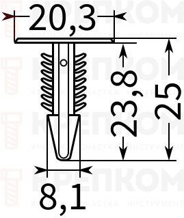 Клипса автомобильная нажимная 0114 - схема