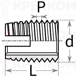  Вставка резьбовая cамонарезная H-Tools шлиц 6h - схема, чертеж