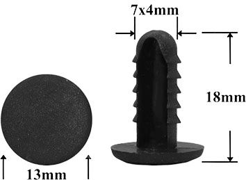 Клипса автомобильная крепежная нажимная AS-1110 - схема