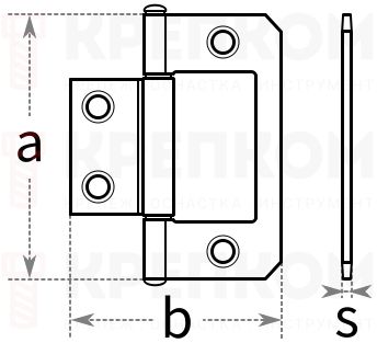 Петля универсальная без врезки - схема, чертеж
