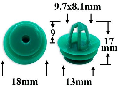 Клипса автомобильная крепежная фигурная AS-3042 - схема