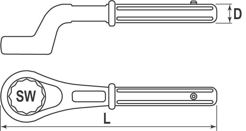 Усиленный накидной ключ Jonnesway - чертёж