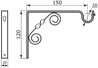 Кронштейн для карниза схема