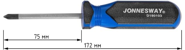 Отвертка крестовая PH1х75 мм Jonnesway ACERON D180103