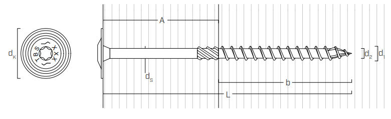 Саморез с увеличенной головкой Holz TBS MAX - схема