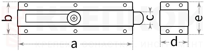 Задвижка дверная - схема, чертеж
