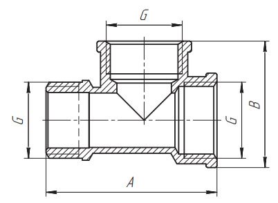 Тройник переходной (вн-вн-нар) Aqualink - схема