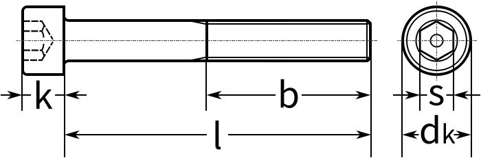 Болт (винт) с внутренним шестигранником и цилиндрической головкой DIN 912 - схема