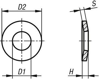 Шайба тарельчатая М30 DIN 6796 - схема