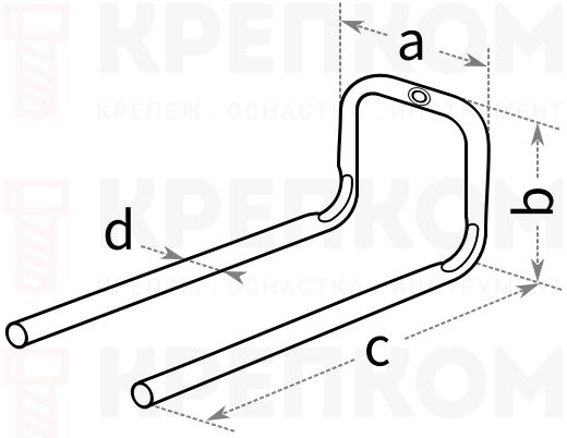 Крюк настенный двойной 200х90 мм Gah Alberts 802103 - схема, чертеж