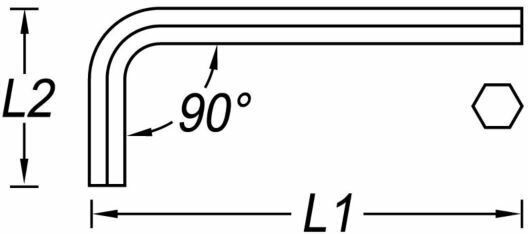 Ключ шестигранный имбусовый Г-образный Extra Long Bondhus с покрытием BriteGuard - схема