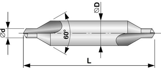Сверло центровочное двухстороннее по металлу класс А ВК8 Cnic - схема