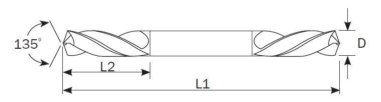 Сверло по алюминию и стали двухстороннее HARPOON HSS М2 - схема