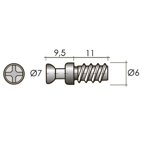 Шток эксцентрика усиленного евровинт 6х11, TI17 ZL