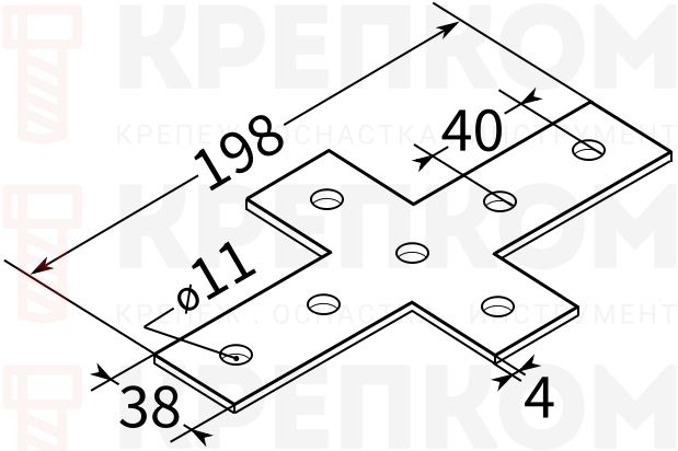 Пластина соединительная крестообразная для профиля 38-41 4F7 TERMOCLIP - схема, чертеж
