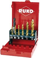 Изображение товара Набор комбинированных метчиков 3 в 1 M3-10 HSS-TiN Ruko R270021T, 7 предметов