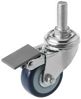 Колесо аппаратное поворотное с болтом и тормозом 50 мм SCtvb 25, синяя резина