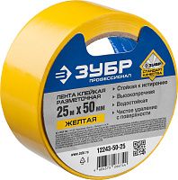Лента клейкая разметочная сигнальная 50 мм длина 25 м ЗУБР 12243-25-50, жёлтая