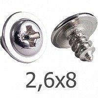 Шуруп 2,6х8 с прессшайбой и острым концом, оцинкованная сталь