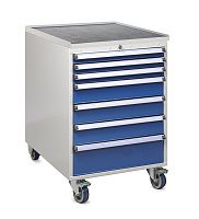 Тумба с выдвижными ящиками высота 795 мм, открывание 85% серия 55/66, Treston 61207301, на колесах, синяя