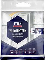 Уплотнитель самоклеящийся для окон и дверей 9х4 мм, 6 м E-профиль TYTAN Professional 19927, белый