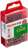 Саморез потай 3,5х30 мм Fischer FPF-SZ YZF 653934, полная резьба, желтый цинк (50 шт)